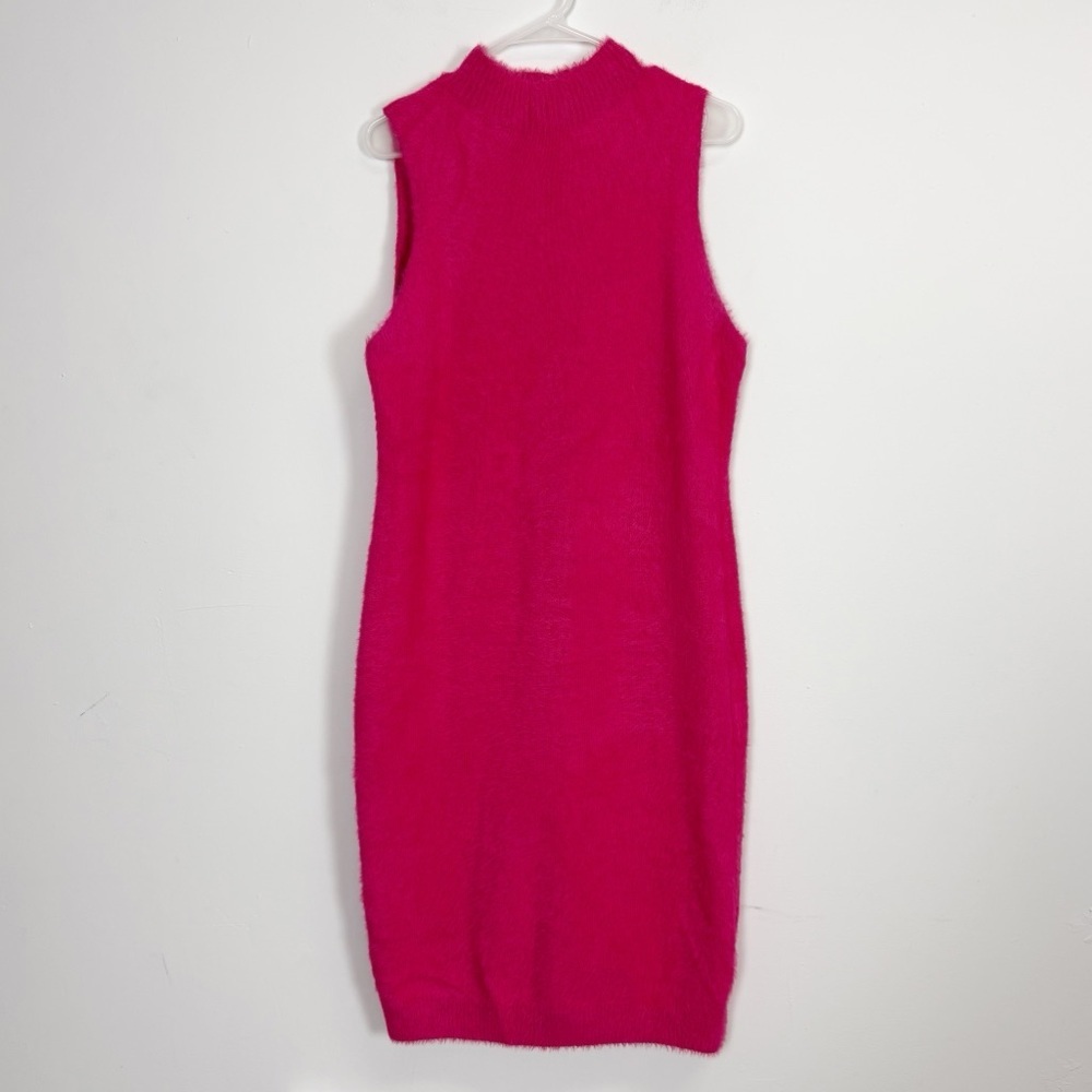 StyleWe Sweater Dress Womens 2XL Pink Sleeveless Mock Neck Fuzzy Knit Sleeveless